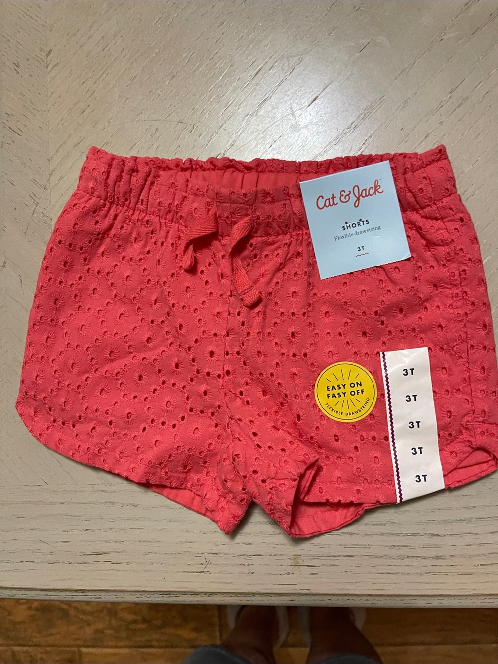 Cat & Jack Coral Eyelet High-Waist Girls' Shorts